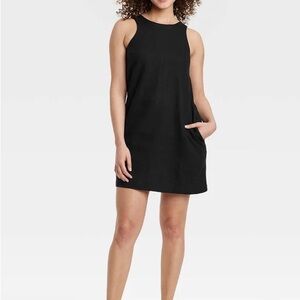 A New Day Black Linen Shift Dress